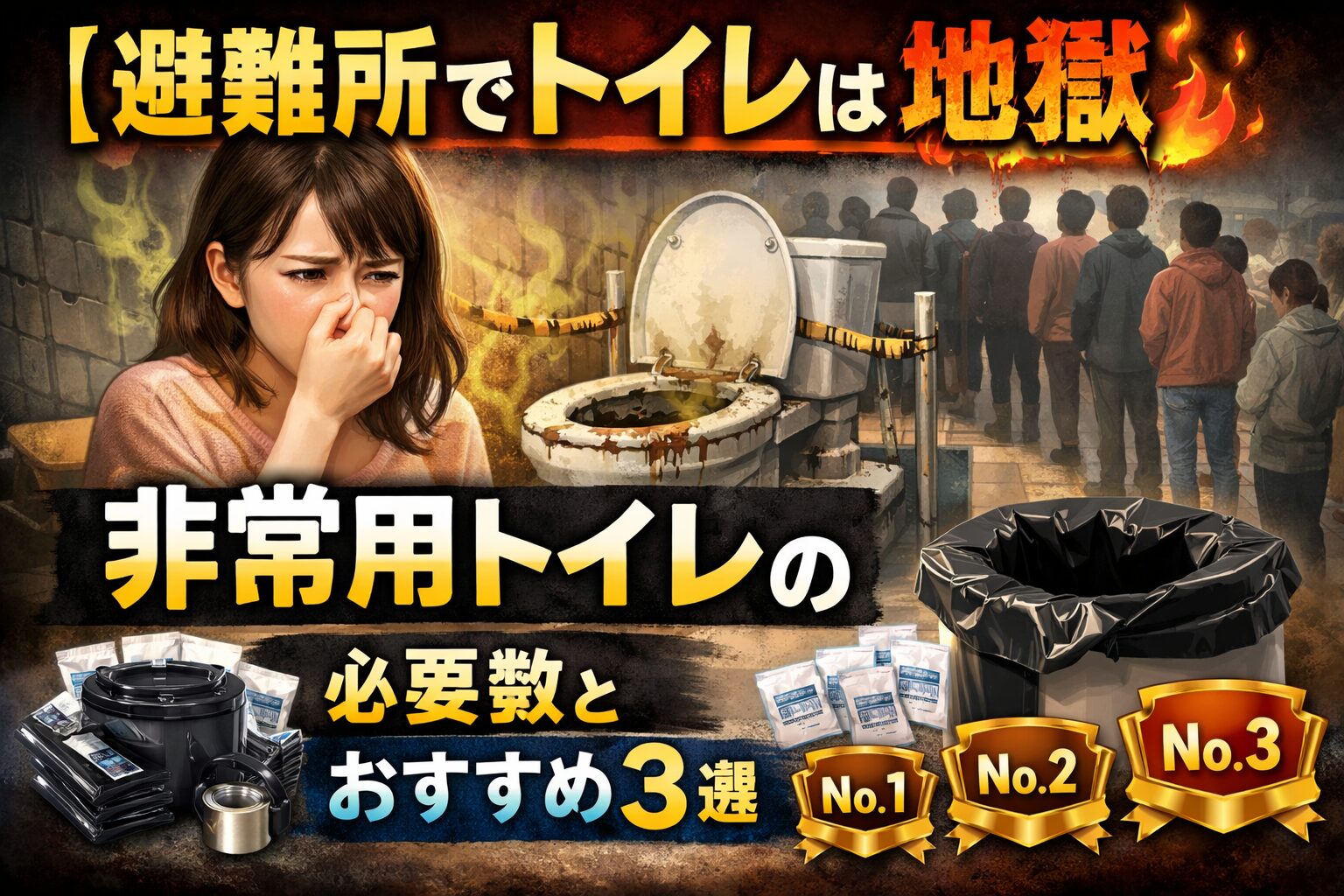【避難所でトイレは地獄】非常用トイレの必要数とおすすめ3選｜後悔しない選び方