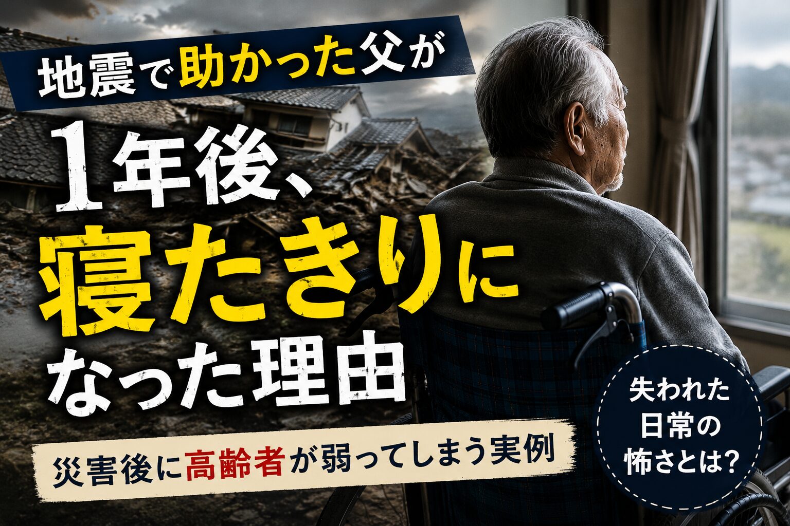 地震で助かった父が1年後に寝たきりに。災害後に高齢者が弱ってしまう理由